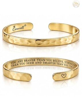Women's Inspirational Adjustable Stainless Steel Cuff Bracelet Engraved Gift